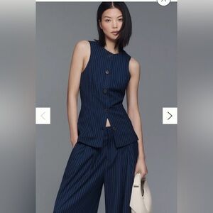 Maeve Dark Blue Pinstripe vest